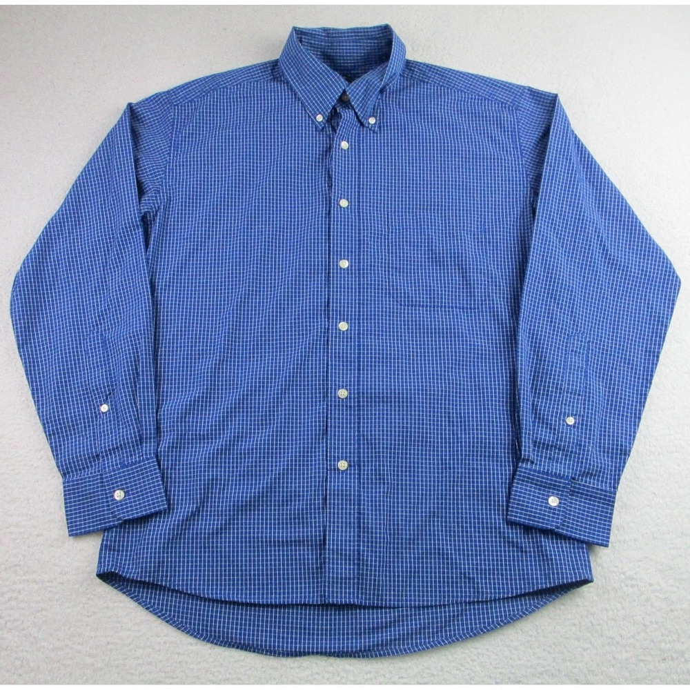 Bills Khakis Shirt Mens Large Blue Classic Fit Button Down Long Sleeve Plaid